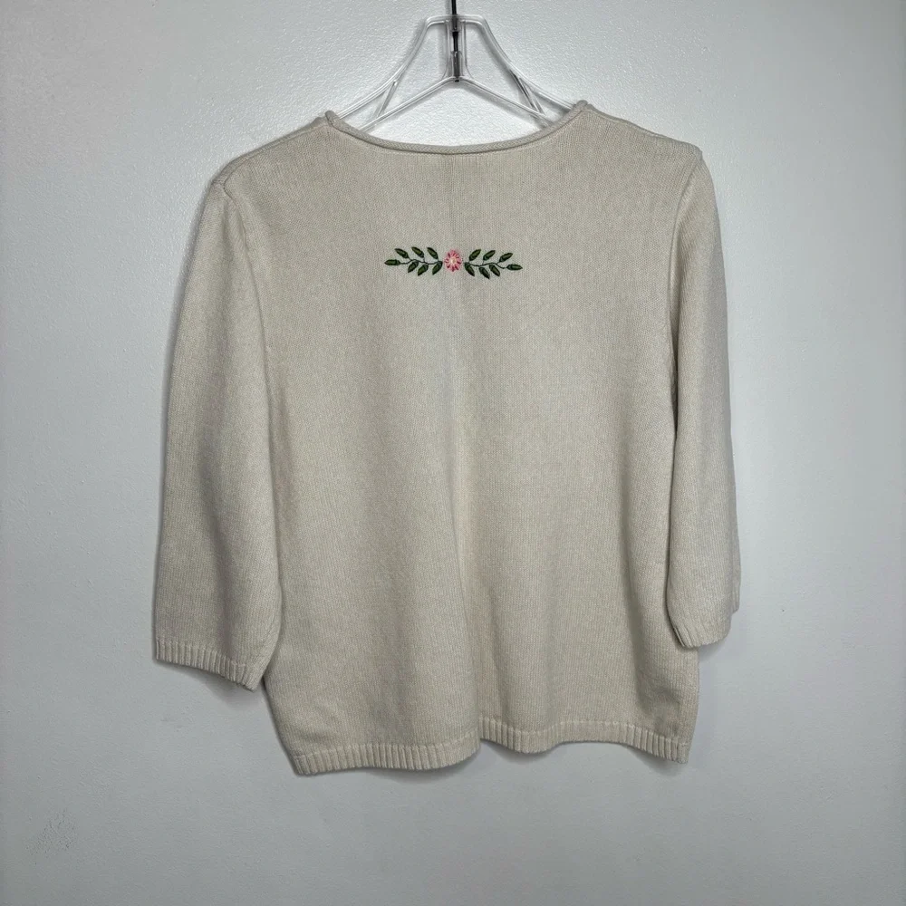 Christopher & Banks Y2K Embroidered Cat Cotton Sweater Size XL